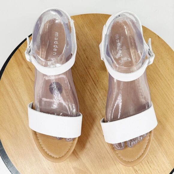 Madden Girl Lifft Chunky Platform Faux Leather Block Heel Sandals White 8 - Picture 4 of 12